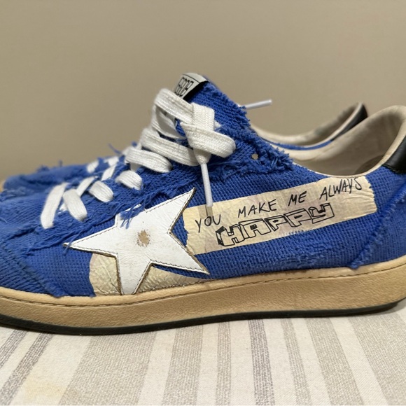 Golden Goose Distressed Blue and White Sneakers - Picture 7 of 9